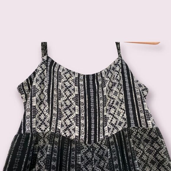 BCBGeneration Sleeveless Wide Leg Jumpsuit Size XS Sheer Black Print Summer Chic - Picture 9 of 13